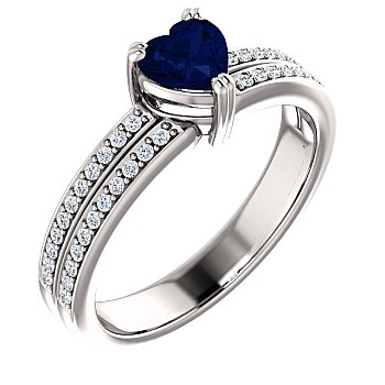 Engagement ring i122376SfHDi in Gold with Heart Sapphire and Diamonds