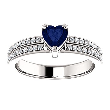 Engagement ring i122376SfHDi in Gold with Heart Sapphire and Diamonds