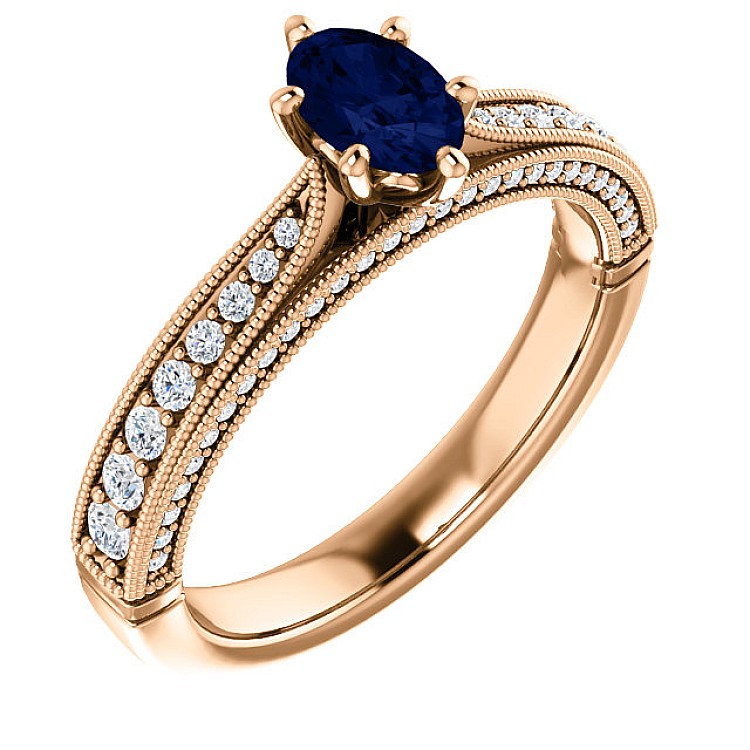 Gold engagement ring with Sapphire and Diamonds 122474SfODi