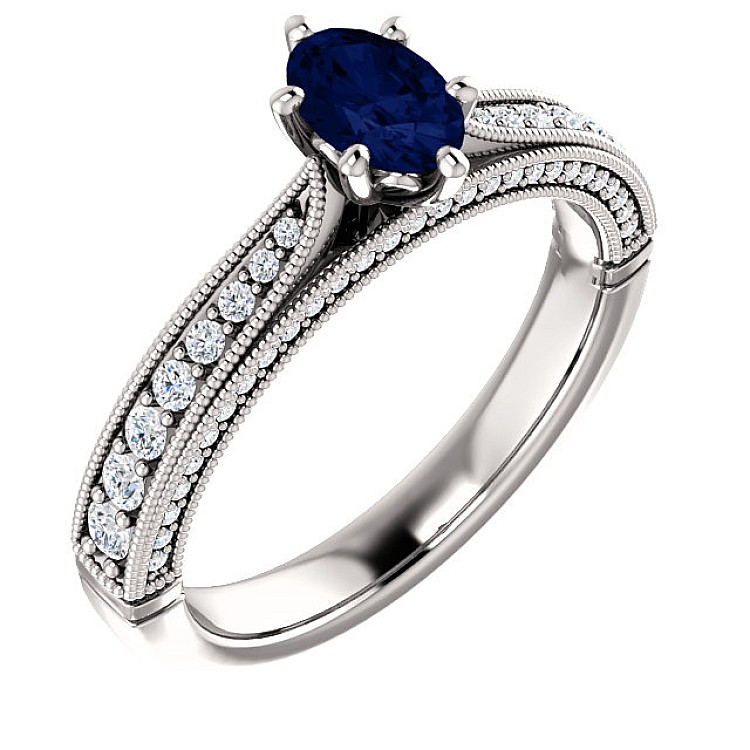 Gold engagement ring with Sapphire and Diamonds 122474SfODi