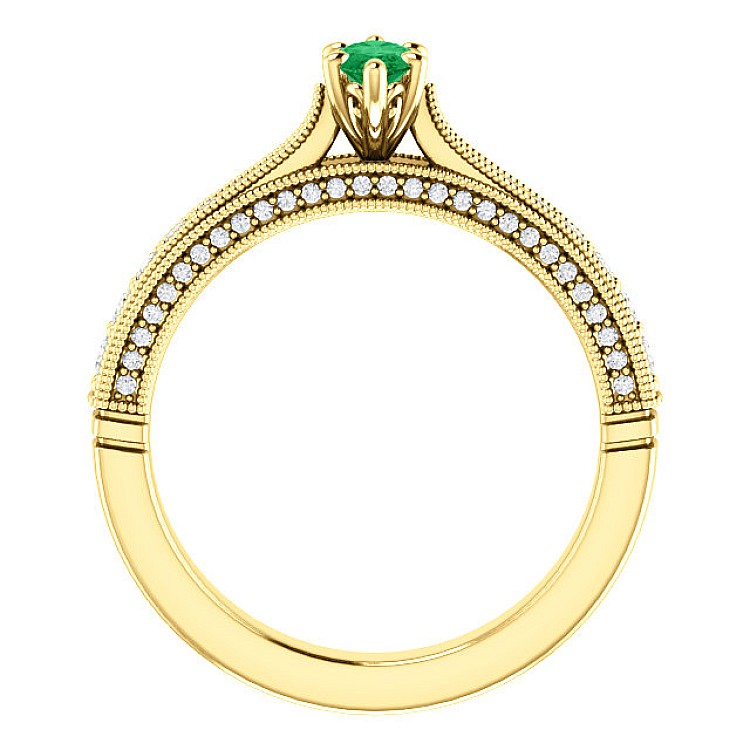 Gold engagement ring with Emerald and Diamonds 122474SmMaDi