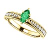 Gold engagement ring with Emerald and Diamonds 122474SmMaDi