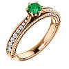 Gold engagement ring with Emerald and Diamonds 122474SmDi