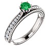 Gold engagement ring with Emerald and Diamonds 122474SmDi