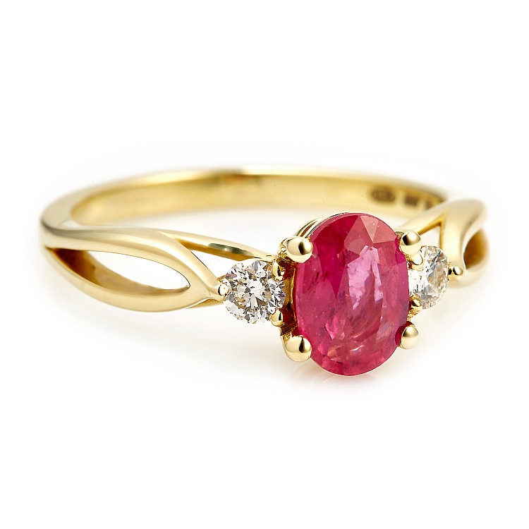 Engagement Ring i122513RbOdi in Gold with Ruby and Diamonds