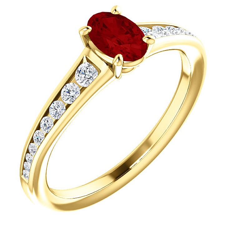 Gold Ring with Ruby and Diamonds 122866RbODi