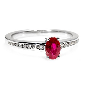 Gold Ring with Ruby and Diamonds 122866RbODi