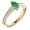 Gold Ring with Marquise Emerald and Diamonds 122866SmMDi