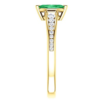 Gold Ring with Marquise Emerald and Diamonds 122866SmMDi