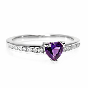 Geschenkring i122866AmhDi in Gold oder Platin mit Amethyst und Diamanten