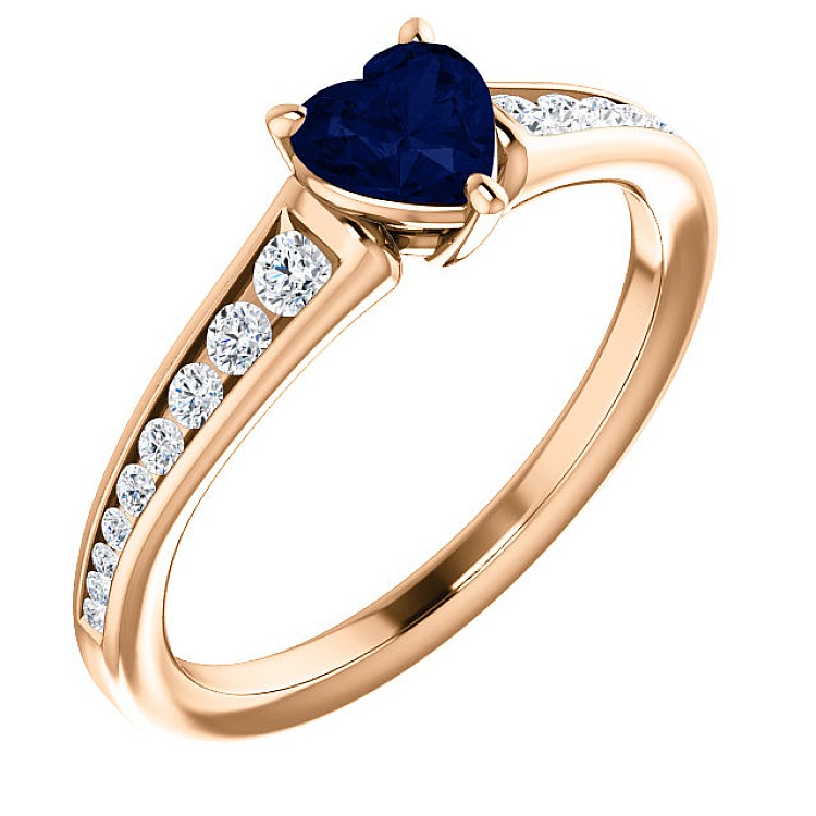 Engagement Ring i122866SfHDi in Gold with Heart Sapphire and Diamonds