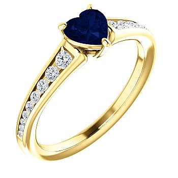 Engagement Ring i122866SfHDi in Gold with Heart Sapphire and Diamonds