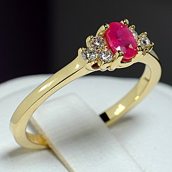 Engagement Ring i71604RboDi in Gold with Ruby and Diamonds