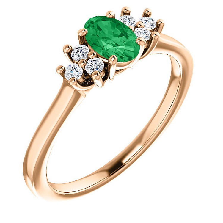 Engagement Ring i71604SmODi in Gold with Emerald and Diamonds