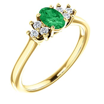 Engagement Ring i71604SmODi in Gold with Emerald and Diamonds