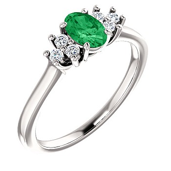 Engagement Ring i71604SmODi in Gold with Emerald and Diamonds