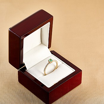 SideStone Engagement Ring in 14k Yellow Gold with Emerald and Diamonds i1221908SmDi