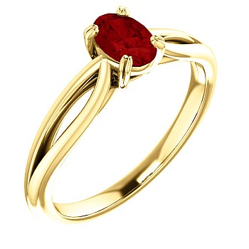 Gold Engagement Ring with Oval Ruby 71627RbO