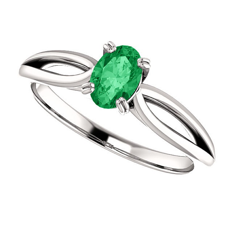 Gold Engagement Ring with Oval Emerald 71627SmO