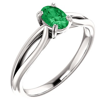 Gold Engagement Ring with Oval Emerald 71627SmO