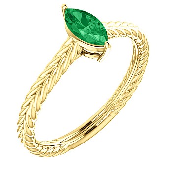 Gold Engagement Ring with Marquise Emerald 71746SmMa