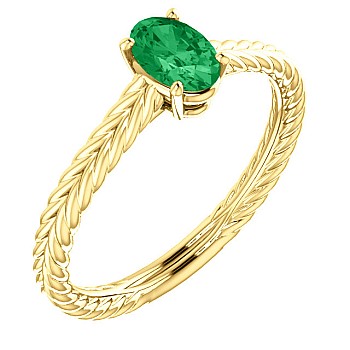 Gold Engagement Ring with Oval Emerald 71746SmO