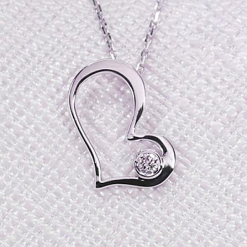 Heart Pendant with Chain in Gold or Platinum with Diamond pan1091