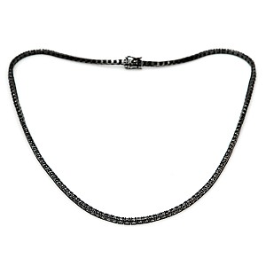 Gold Tennis Necklace with Black Diamonds col2180dn