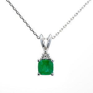Gold pendant with Emerald Cushion and Colorless Diamonds pan2455smdi