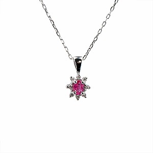 Gold Fashion Pendant with Ruby and Colorless Diamonds pan3639