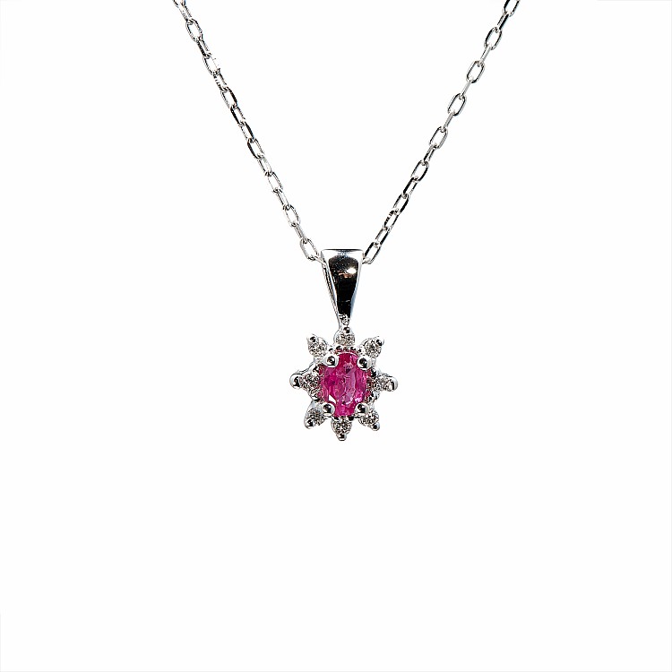 Gold Fashion Pendant with Ruby and Colorless Diamonds pan3639