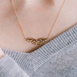 Gold Butterfly Pendant with Diamonds pan558