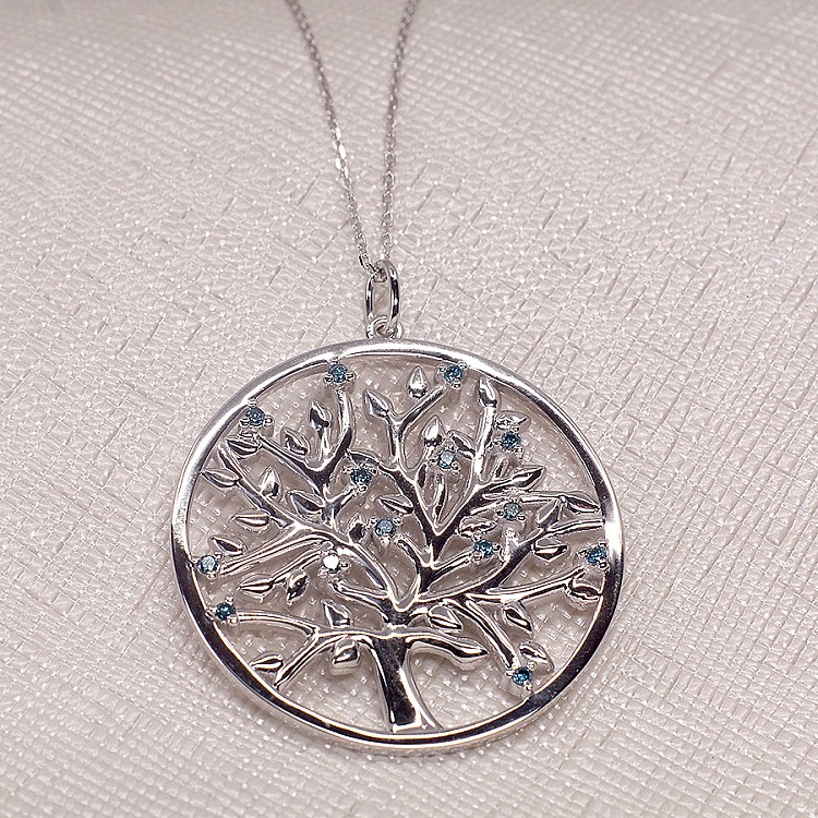 Golden Tree of Life Medallion with Blue Diamonds pan074db