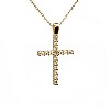 14k Yellow Gold Unisex Cross with Colorless Diamonds pan1015