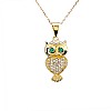 Gold or Platinum Owl Pendant with Diamonds and Emeralds pan1484