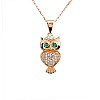 Gold or Platinum Owl Pendant with Diamonds and Emeralds pan1484