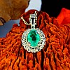 Vintage Pendant in Gold or Platinum with Oval Emerald pan1579Sm