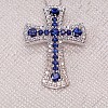 Unisex gold crucifix with diamonds and sapphires pan1581