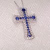 Unisex gold crucifix with diamonds and sapphires pan1581