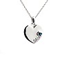 Gold or Platinum Heart Pendant with Blue Diamond and Laser Engraving pan1614