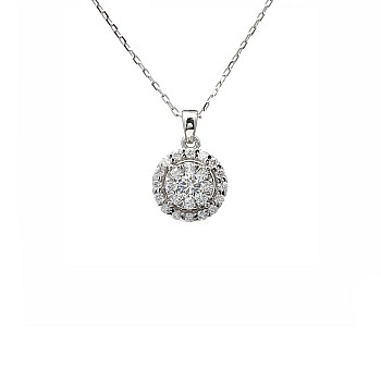 14k White Gold Entourage Pendant with Colorless Diamonds pan1647