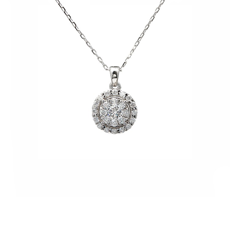 14k White Gold Entourage Pendant with Colorless Diamonds pan1647