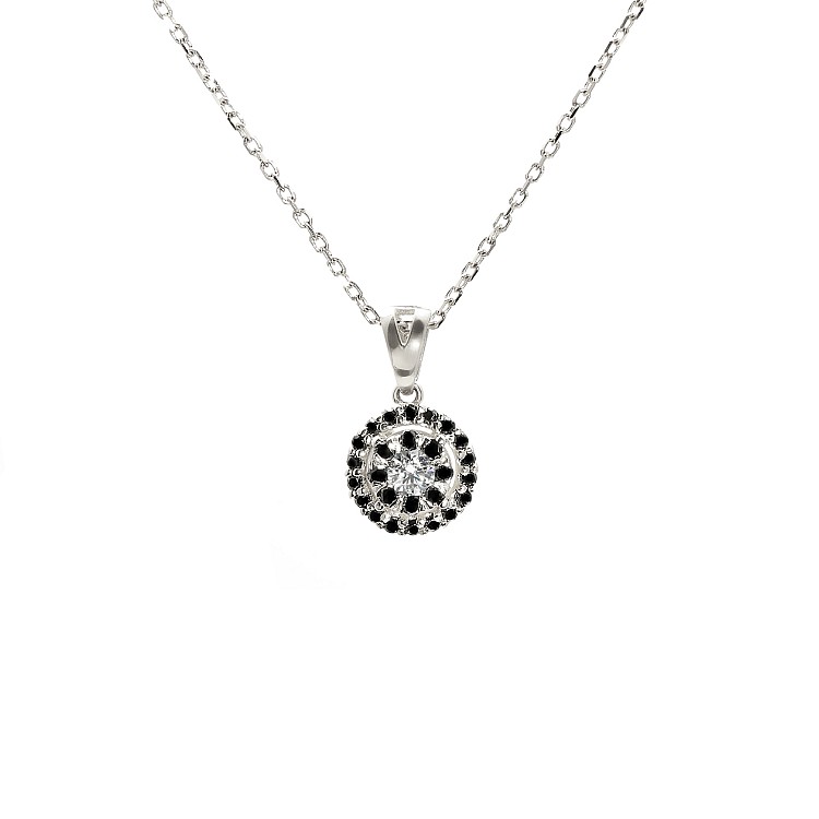 Entourage Pendant in Gold with Colorless Diamond and Black Diamonds pan1647didn