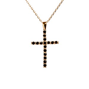 Gold crucifix with Black Diamonds pan1015