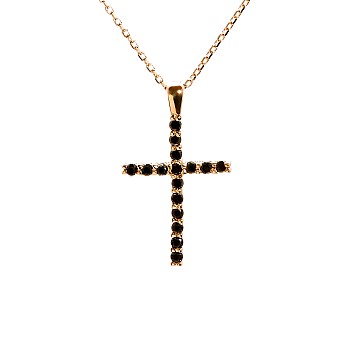 Gold crucifix with Black Diamonds pan1015