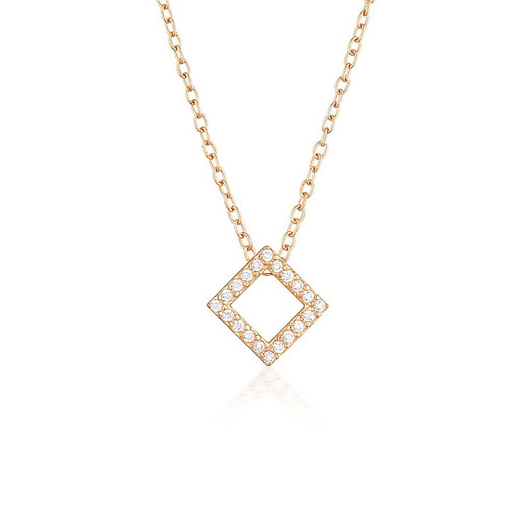 18k Gold Square Pendant with Diamonds pan1953