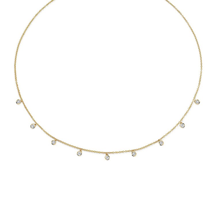 18k Gold Necklace with Diamonds Bezel col1977