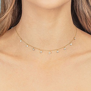 18k Gold Necklace with Diamonds Bezel col1977