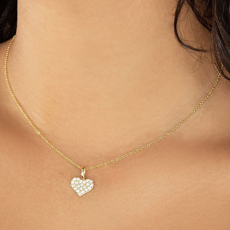 Gold or Platinum Heart Pendant with Diamonds pre-1980