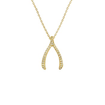 Wishbone Pendant in Gold or Platinum with Diamonds pre1984